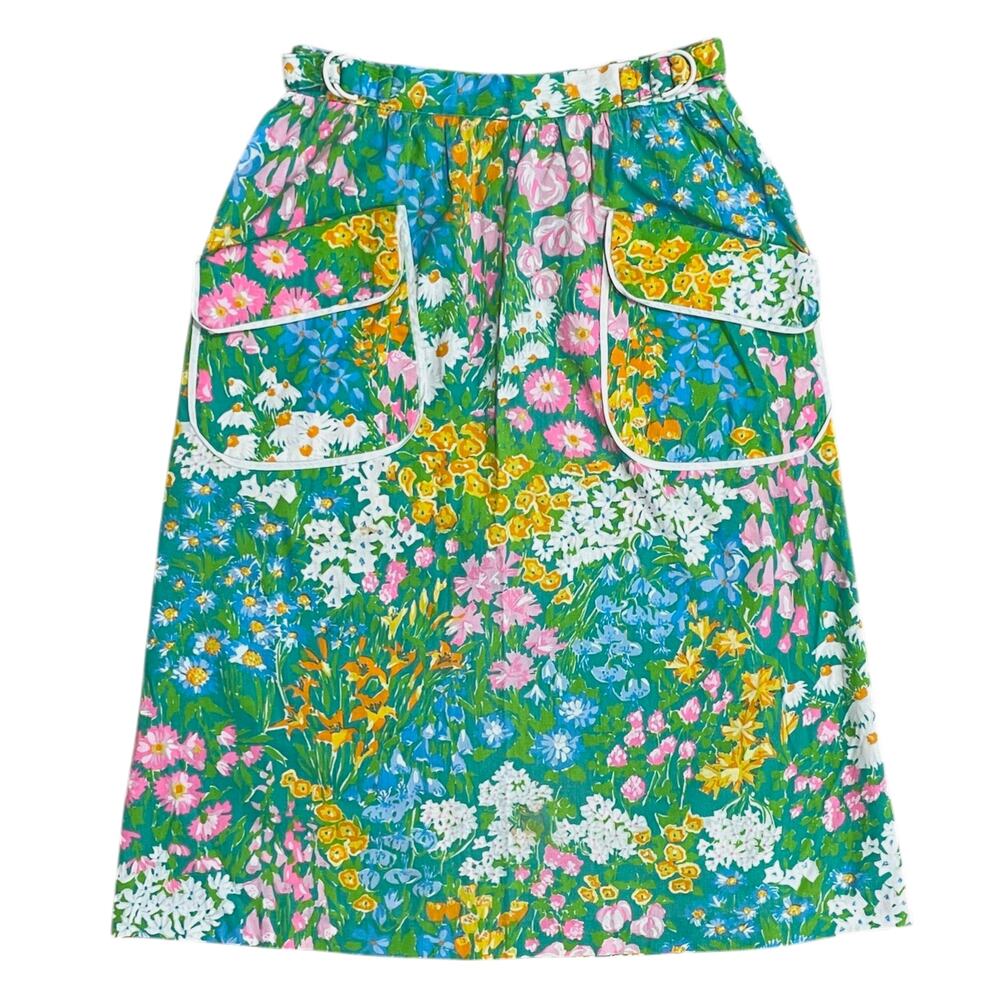 Vintage Hunter Sportswear Sz 6 Skirt Floral Garden Colorful Pockets Midi Cottage